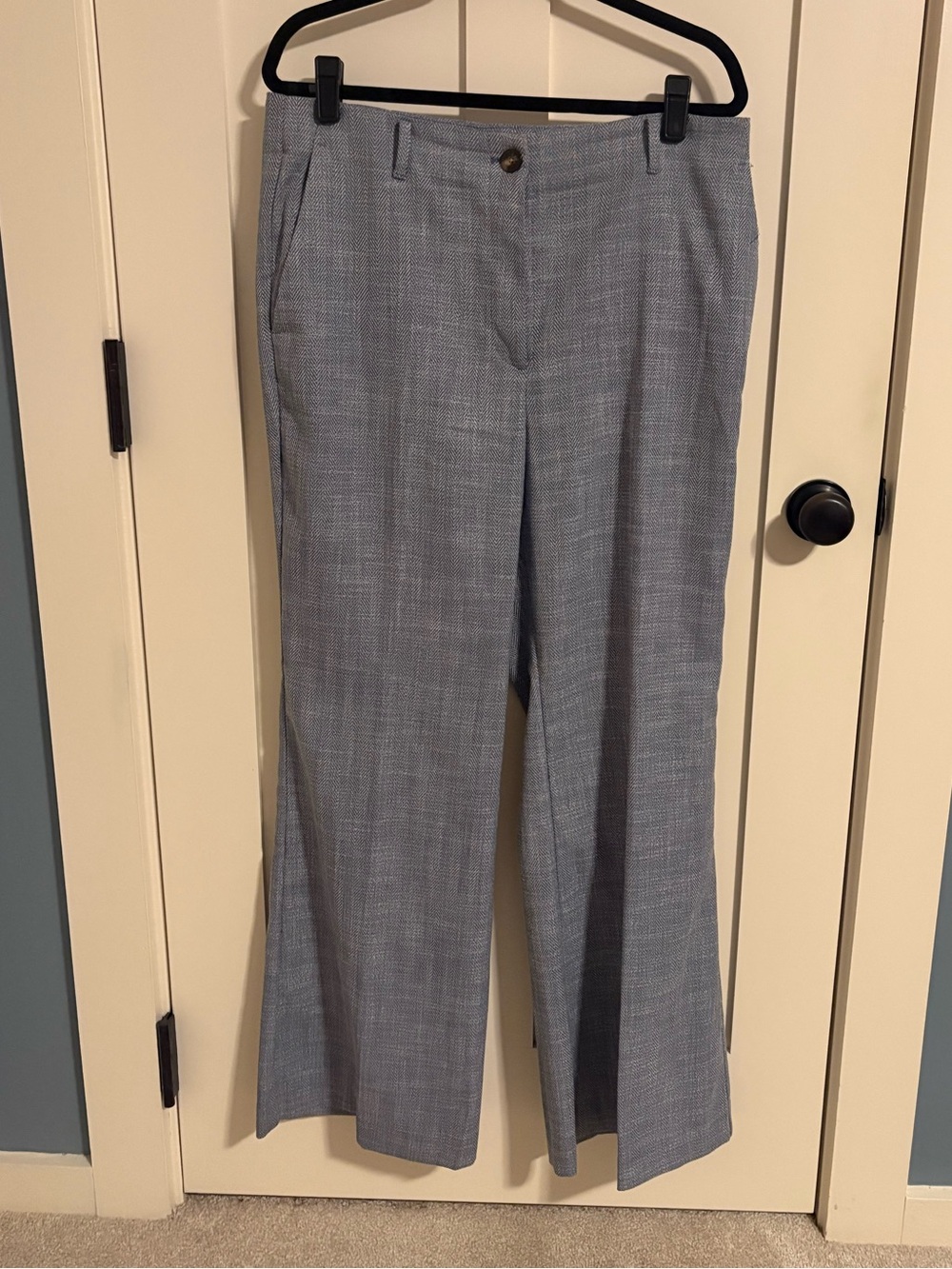 Ann Taylor Blue and white Herringbone Margot Trousers